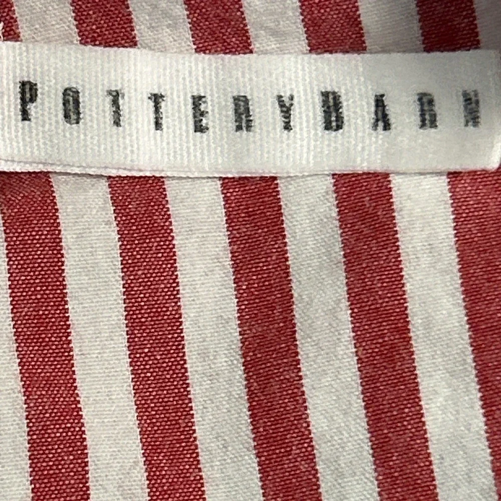 Pottery Barn Wheaton King Sheet & Pillowcase Set 100% Organic Cotton Red White